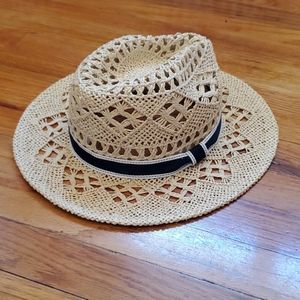 Hatattack Woman's panama straw hat w navy ribbon